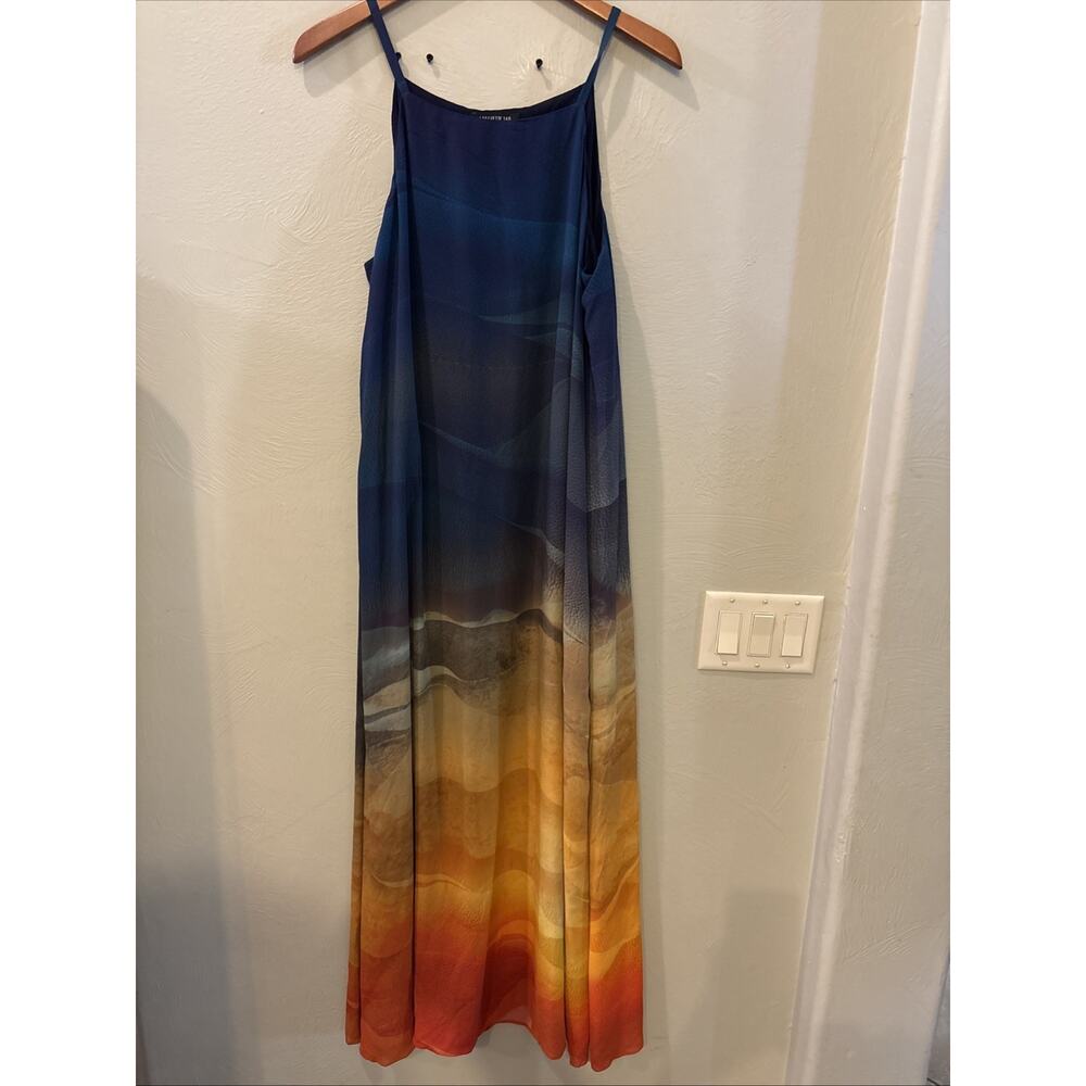 Lafayette 148 Maxi Dress Women L Strappy Quiet Luxury Tropical Resort Wear *FLAW